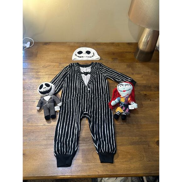 Jack Skellington Pajama Sleeper 2T w/ Jack & Sally Dolls Included Lot Halloween - Picture 4 of 12